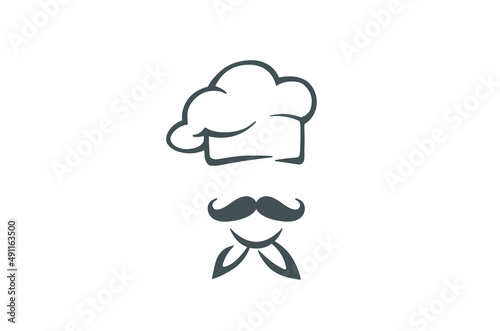 creative chef hat mustache logo vector symbol illustration photo