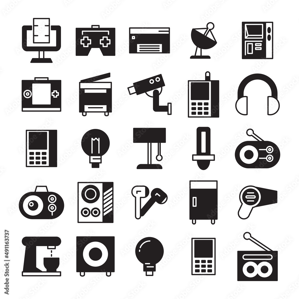 electronic device and appliance icons set electronic device and appliance icons set