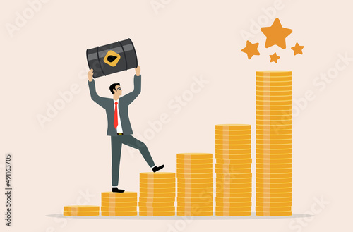 Businessman crude oil price increase concept, vector illustration