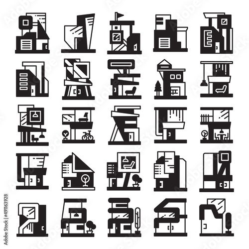 modern building and house, modern architecture design vector set