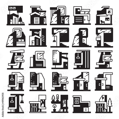 modern building and house, modern architecture design vector set