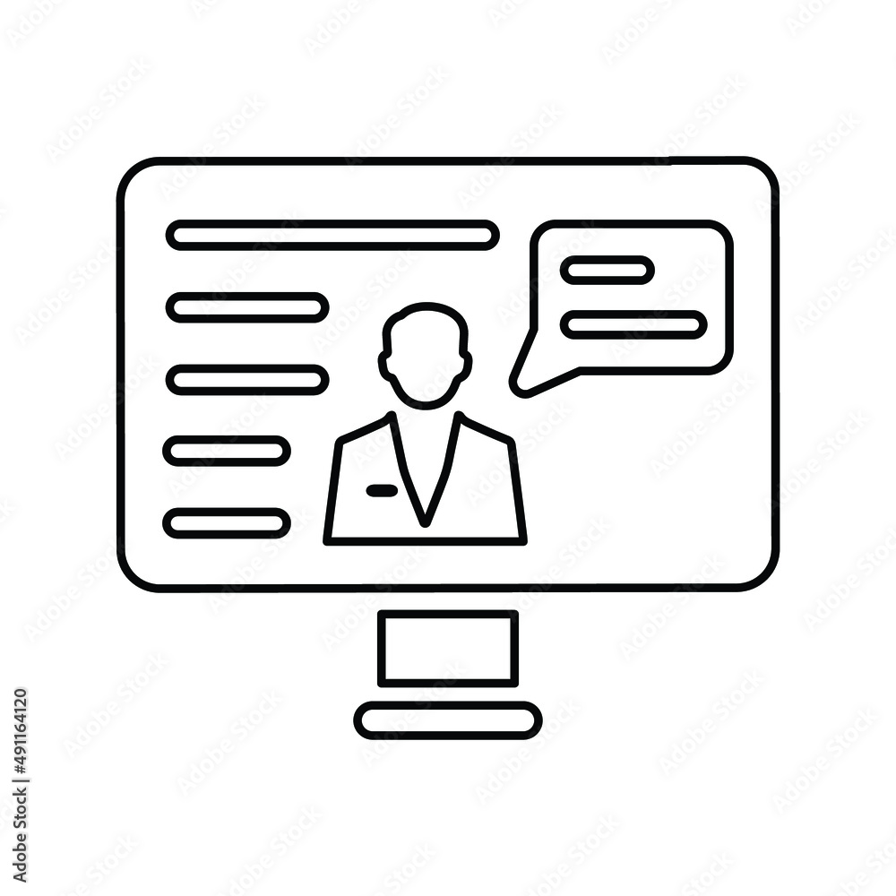 computer, chat, conversation outline icon. Line art sketch. computer, chat, conversation outline icon. Line art sketch.