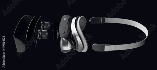 Canvas Print Demounted VR glasses on wide black backkground