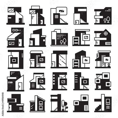 modern building and house, modern architecture design vector set