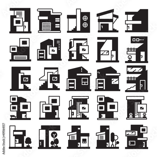 modern building and house, modern architecture design vector set