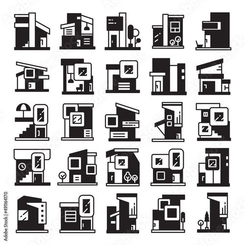 modern building and house, modern architecture design vector set