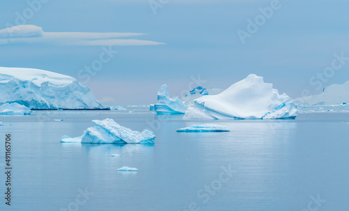 Stunning icy landscapes along Wilhelmina Bay, Antarctic Peninsula, Antarctica