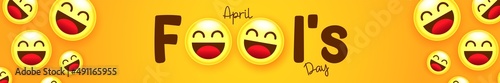 April fools day background funny and crazy face emoji icon