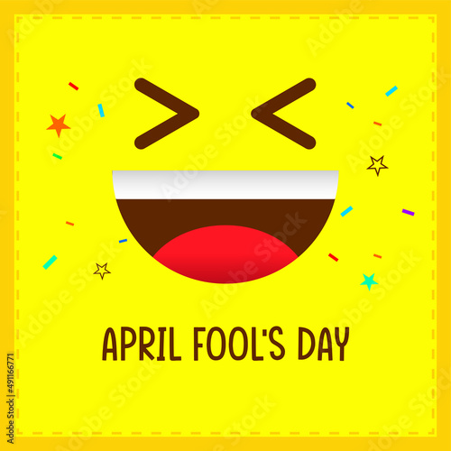 April fools day background funny and crazy face emoji icon