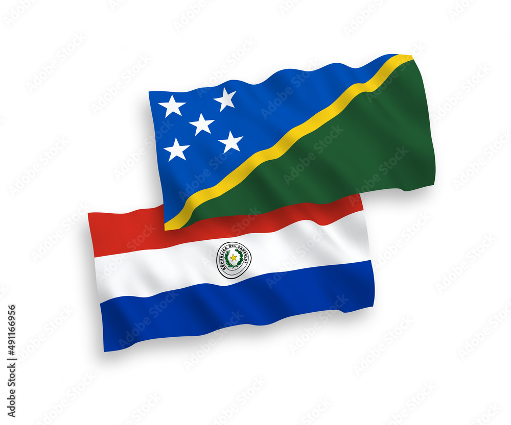 Flags of Solomon Islands and Paraguay on a white background Flags of Solomon Islands and Paraguay on a white background