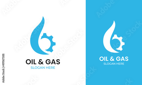 Energy mine logo design with gear, oil, and gas icon