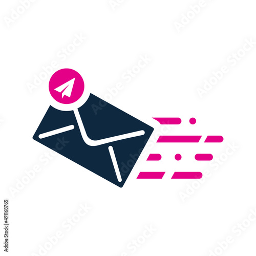 Email, post, send icon. Simple flat design concept.