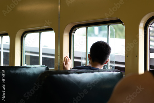 view of people from behind on public transport