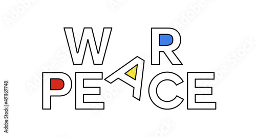 War Peace Text Stop the War Russia vs Ukraine Poster.