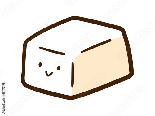 かわいい豆腐のキャラクターの手書き風イラスト