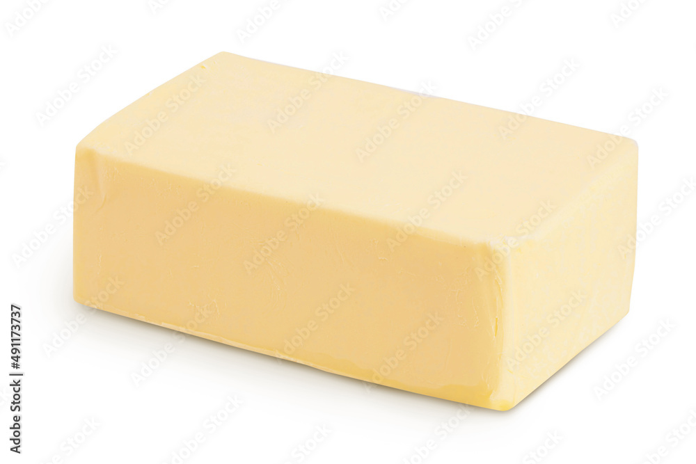 butter isolated on white background with clipping path and full depth of field - obrazy, fototapety, plakaty 