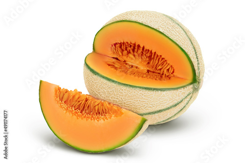 Принти на полотні Cantaloupe melon isolated on white background with clipping path and full depth