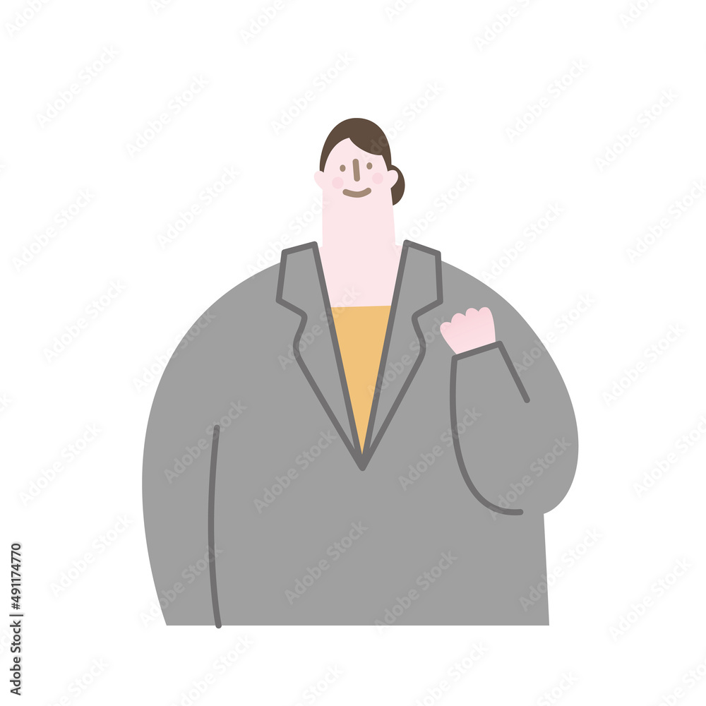 Vector illustration of a woman in a suit. she did a fist pump. Vector illustration of a woman in a suit. she did a fist pump.