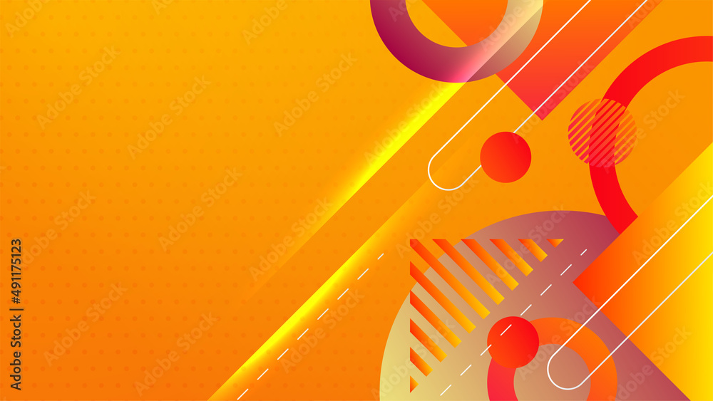 Obraz premium Abstract colorful orange yellow shapes presentation background. Gradient dynamic lines background. Modern mosaic blue orange Colorful geometric design background