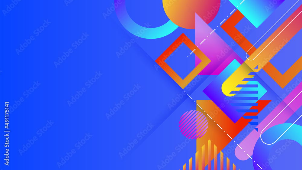 Abstract colorful blue shapes presentation background. Gradient dynamic lines background. Modern mosaic blue orange Colorful geometric design background