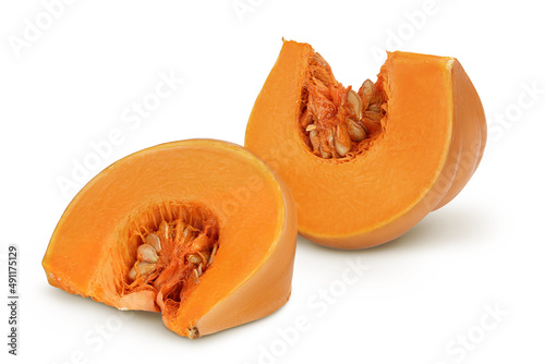 Fresh orange pumpkin isolated on white background with clipping path and full depth of field