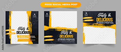 Set of cooking special tasty delicious restaurant promotion food menu for social media post square flyer banner template