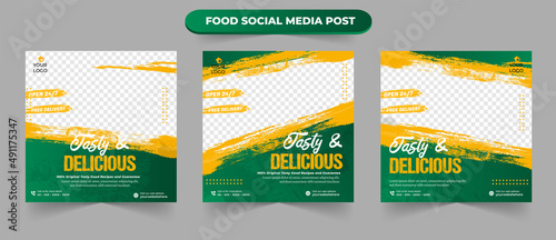 Set of cooking special tasty fast food delicious restaurant promotion menu for social media post square flyer banner template