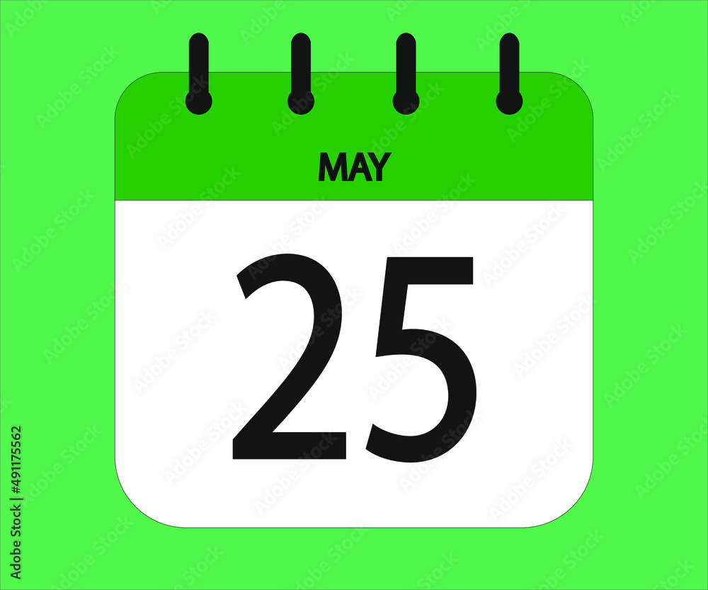 May 25th green calendar icon for days of the month