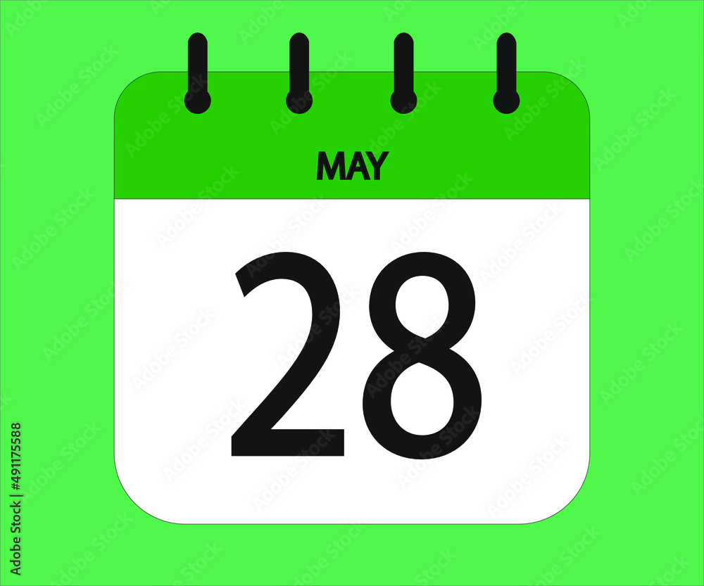 May 28th green calendar icon for days of the month May 28th green calendar icon for days of the month