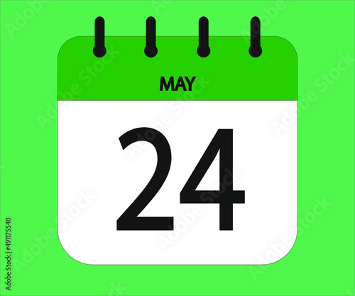 May 24th green calendar icon for days of the month