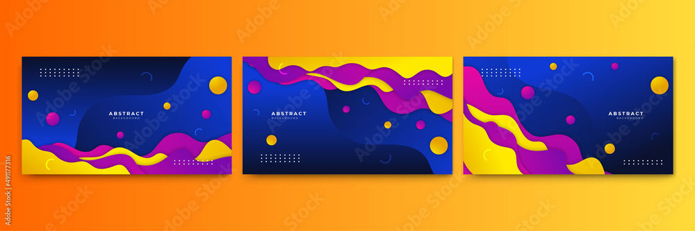 Abstract colorful shapes presentation background. Gradient dynamic lines background. Modern mosaic blue orange Colorful geometric design background