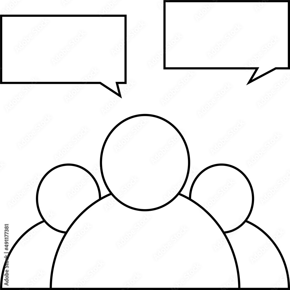 team discussion flat thin line icon with editable strokes. team discussion flat thin line icon with editable strokes.