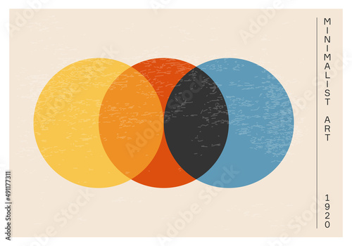 Minimalist 20s geometric abstract background design, vector primitive shapes