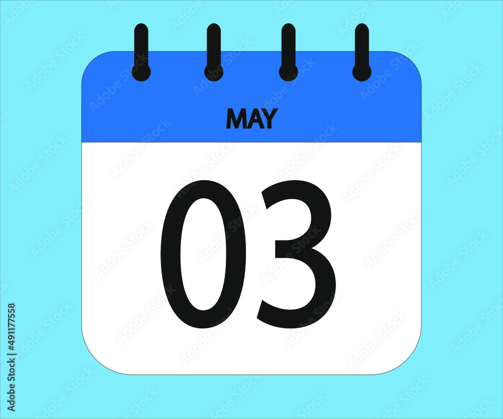 May 03th blue calendar icon for days of the month May 03th blue calendar icon for days of the month