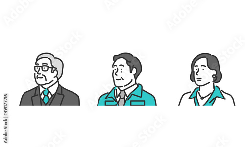 企業経営者・取締役・重役のイメージイラスト表情セット素材