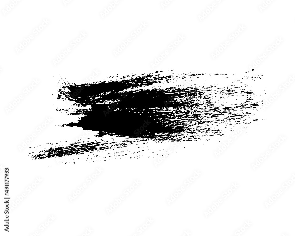 Black brush stroke on transparent background