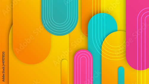 Abstract colorful orange shapes presentation background. Gradient dynamic lines background. Modern mosaic blue orange Colorful geometric design background