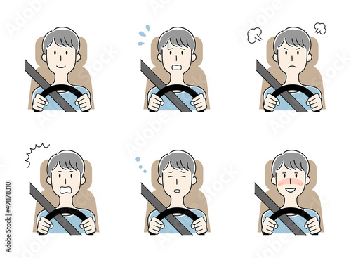 運転をする男性のベクターイラストセット