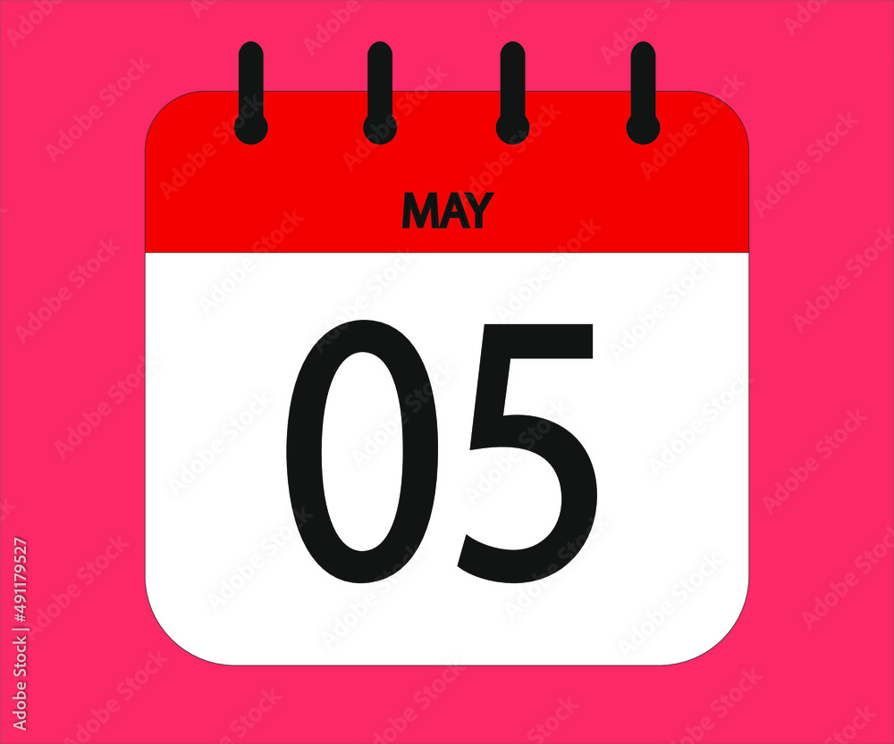 May 05th red calendar icon for days of the month May 05th red calendar icon for days of the month