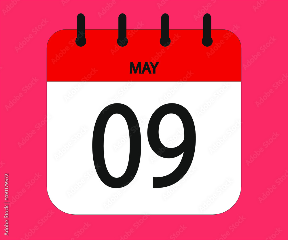 May 09th red calendar icon for days of the month May 09th red calendar icon for days of the month