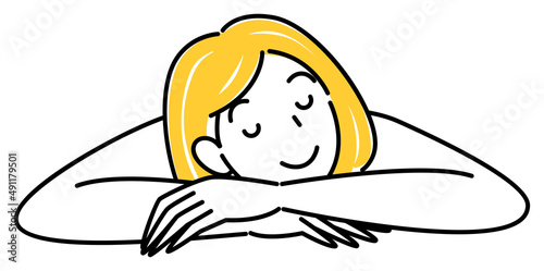 マッサージを受ける為うつ伏せに寝ている可愛い女性 シンプル イラスト ベクター
Cute lady lying on her stomach to receive a massage. Simple Illustration Vector