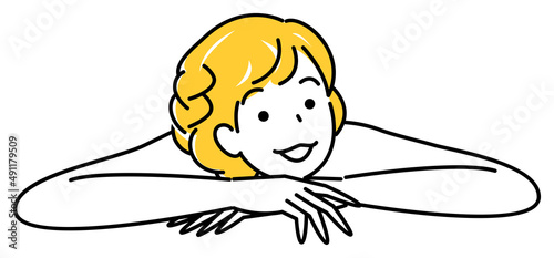 マッサージを受ける為うつ伏せに寝ている可愛い女性 シンプル イラスト ベクター