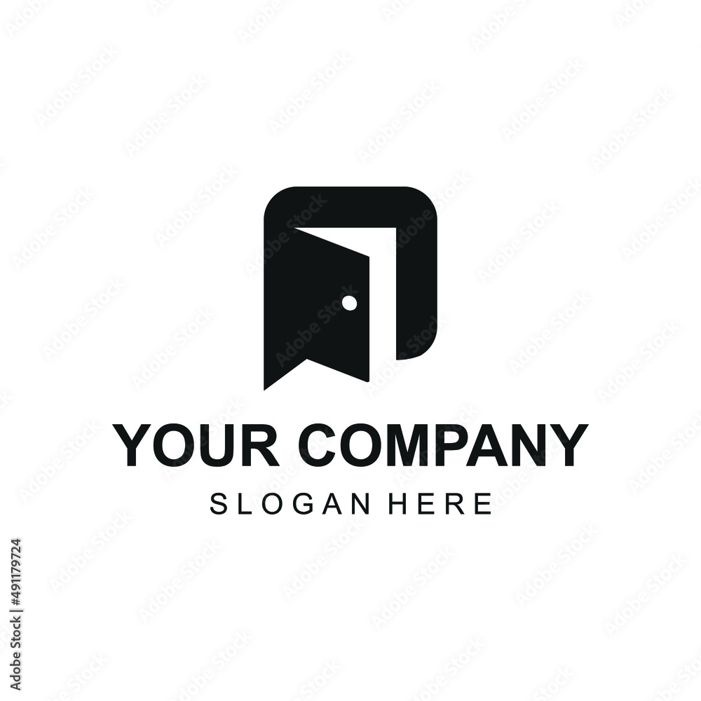 Creative abstract letter P with negative space of door open logo vector Creative abstract letter P with negative space of door open logo vector
