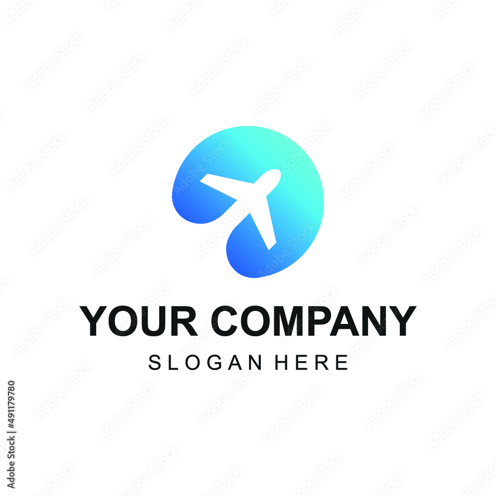 Negative space of plane logo design vector Negative space of plane logo design vector