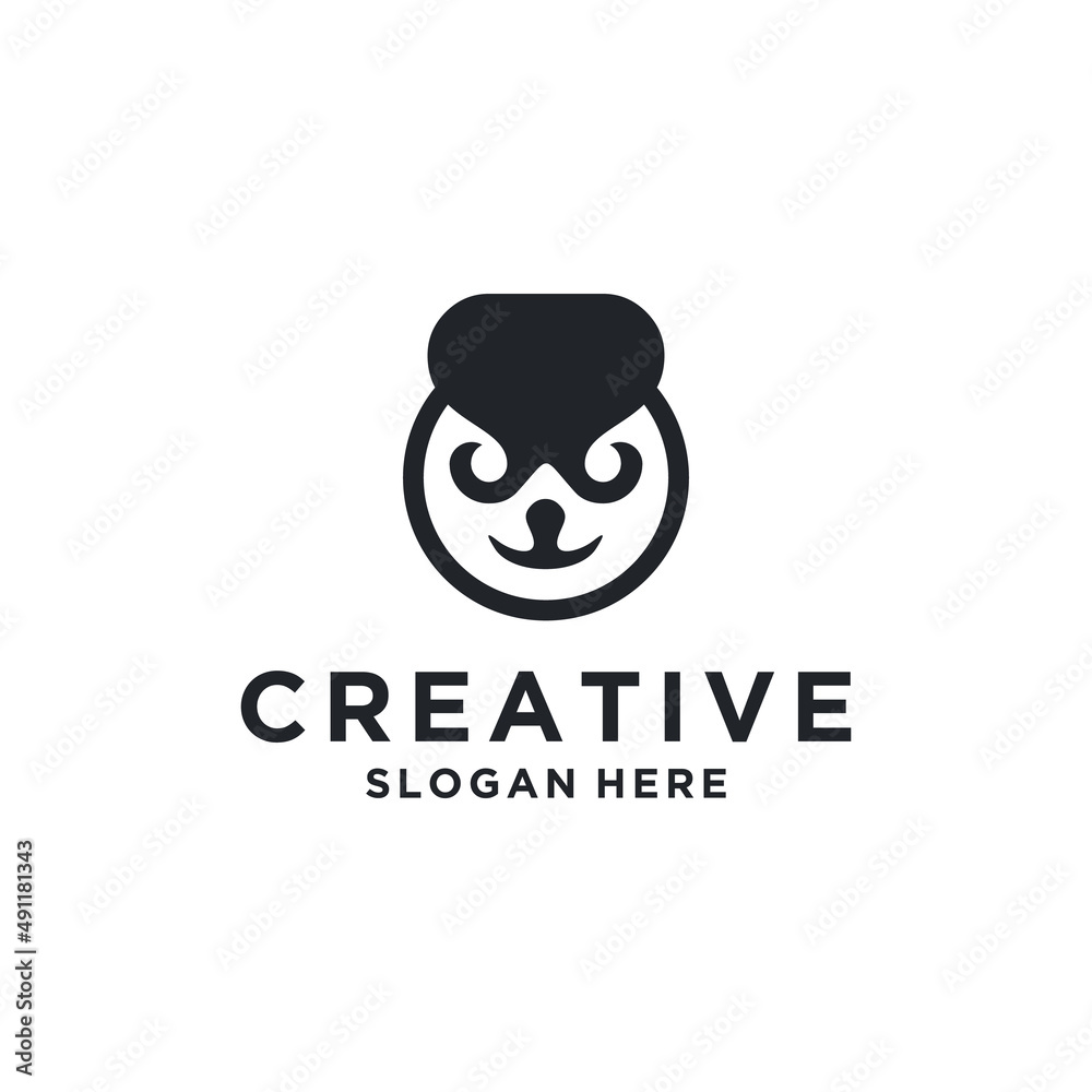 Fototapeta premium Lines cute head panda logo