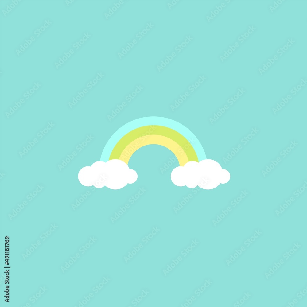 raindow with white clouds. icon isolated on blue. Overcast icon. Cartoon weather sign. Happy day. Season symbol. raindow with white clouds. icon isolated on blue. Overcast icon. Cartoon weather sign. Happy day. Season symbol.