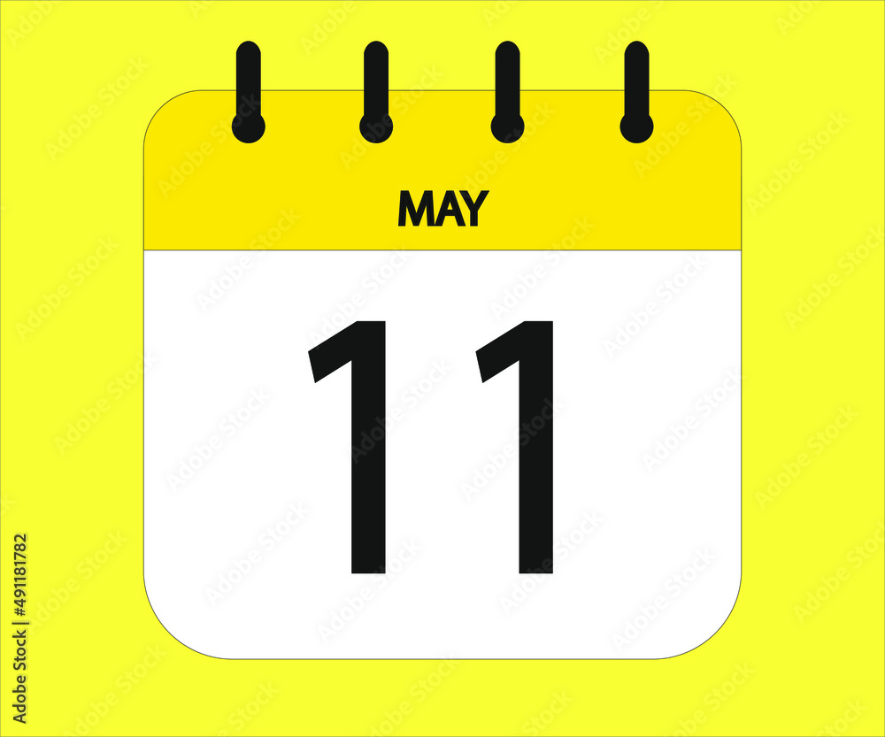 May 11th yellow calendar icon for days of the month