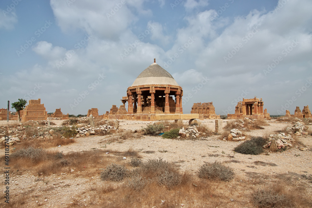 Chaukhandi vintage tombs close Karachi in Pakistan