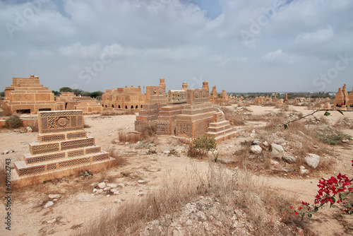 Chaukhandi vintage tombs close Karachi in Pakistan