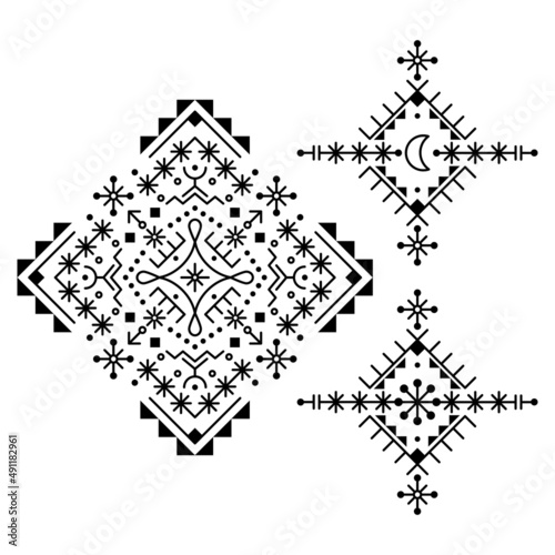 Iceland's folk art style geometric tribal line art vector design lemenets, modern minimalist patterns inspired by Viking runes
